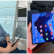 Ilustración para el artículo titulado Cazan al CEO de Huawei usando una versión mejorada del Mate X en un aeropuerto
